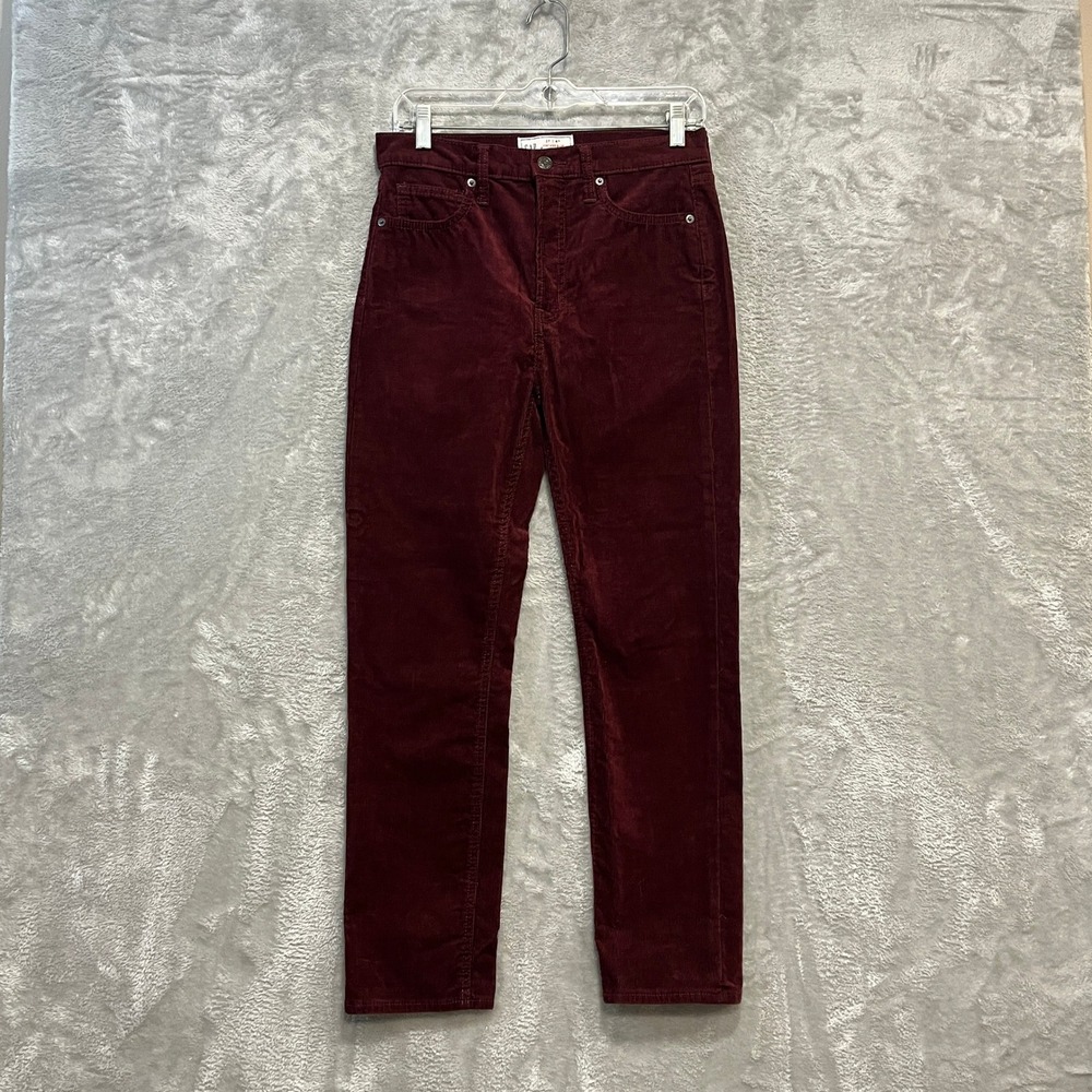 Gap Corduroy Pants Womens 4R‎ Burgundy Vintage Slim High Rise Stretch Trousers